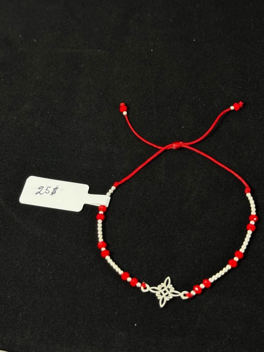 Red String Kabbalah Bracelet Celtic Knot Charm Silver Beads Adjustable